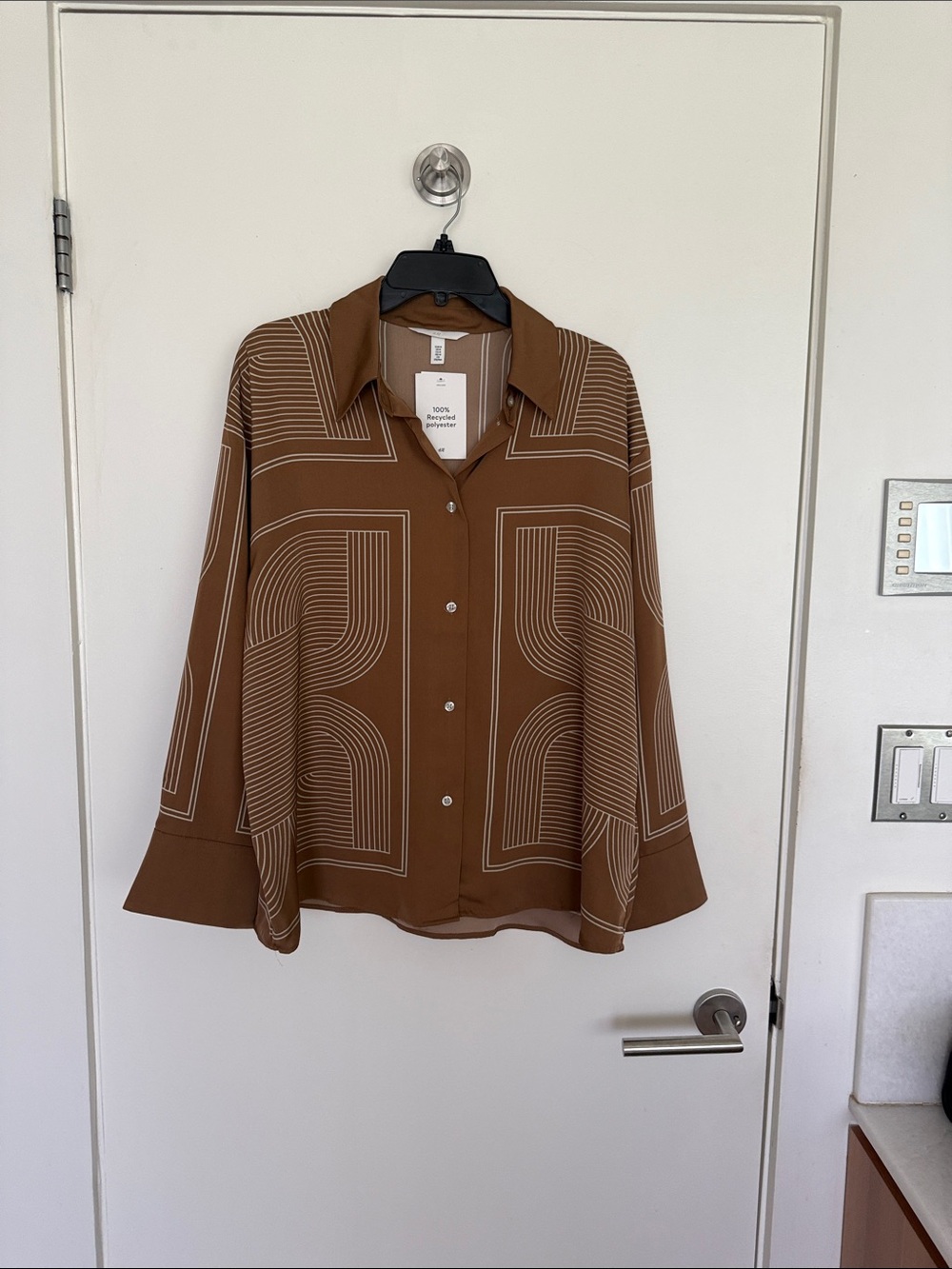 H&M Brown Geo-Print Button Down Shirt
